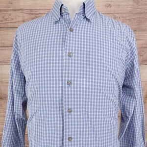 VAN HEUSEN STUDIO BLUCK CHECK BUTTON DOWN SHIRT MENS SIZE XL 17-17.5